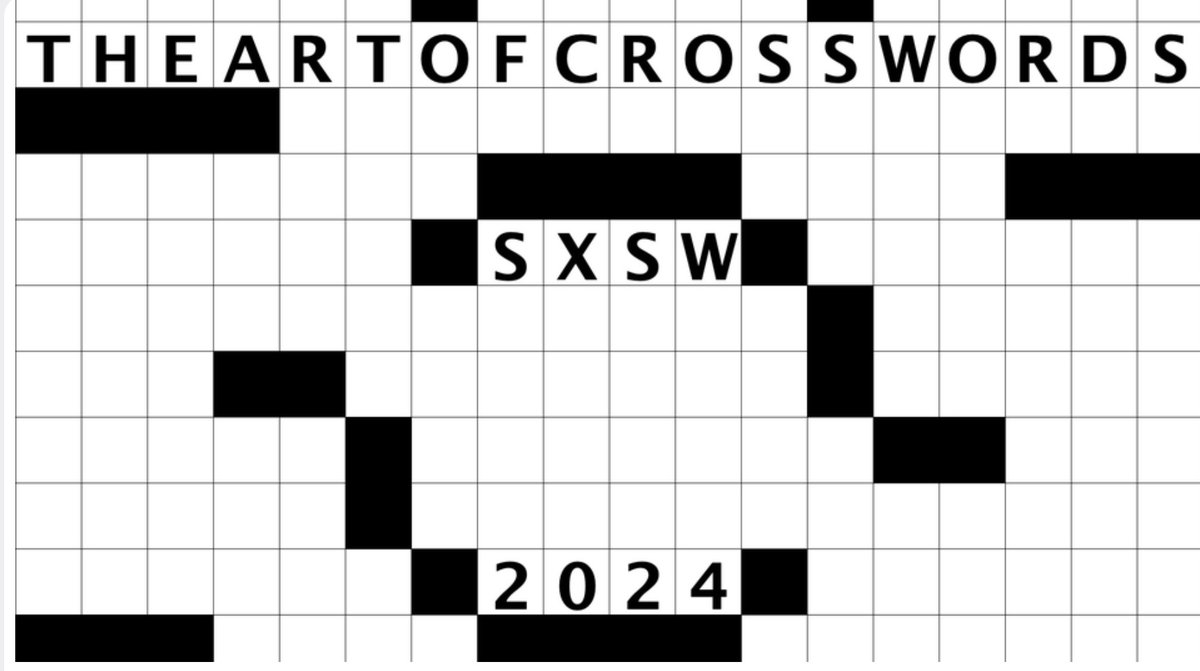 If you are at #SXSW2024 and are interested in crossword puzzles and/or art and/or want to understand the Crossword as Cultural Object, come check out our panel on The Art of Crosswords! 4:00pm today. With Robbie Kubala, @AdrienneRaphel, and @natanlast. schedule.sxsw.com/2024/events/PP…