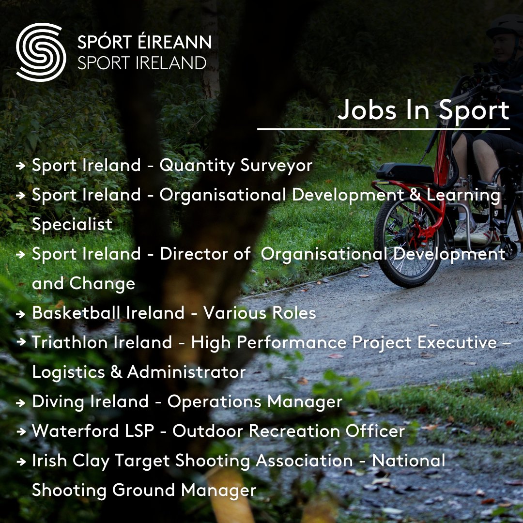 💡 Job Opportunities 💡 Lots of hashtag#JobsInSport LIVE on the Sport Ireland website! More details and more roles here 👉 bit.ly/3qYdNNP