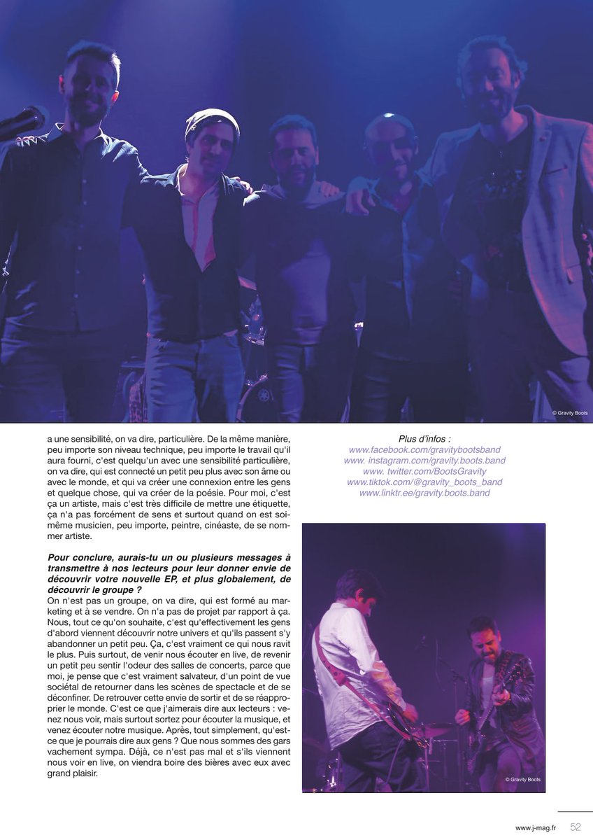 Gravity Boots (Rock) de Paris, l'une des 36 interviews inédites du J'Mag #61 (29/02/24) à retrouver sur j-mag.fr ! 😀Bonne lecture ! 😊