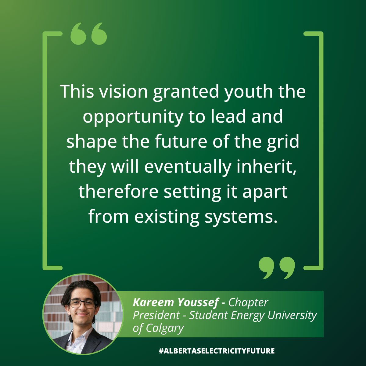 #LeadingTheCharge was created by the largest & most diverse coalition Alberta's electricity sector has ever seen. Participants included next-generation leaders like @se_uofc's Kareem Youssef, who represented youth whose futures depend on the system: ⚡energyfutureslab.com/leadingthechar…