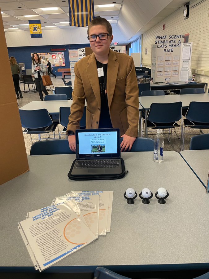 Jaymes Smith, a 7th grader, is heading to the State Science Fair in May! He recently competed at the District 13 Science Fair where he earned a superior rating for his project "Dimples, Spin and Distance; Oh My!" 🏌️‍♂️

Way to go, Jaymes! #RepthatA