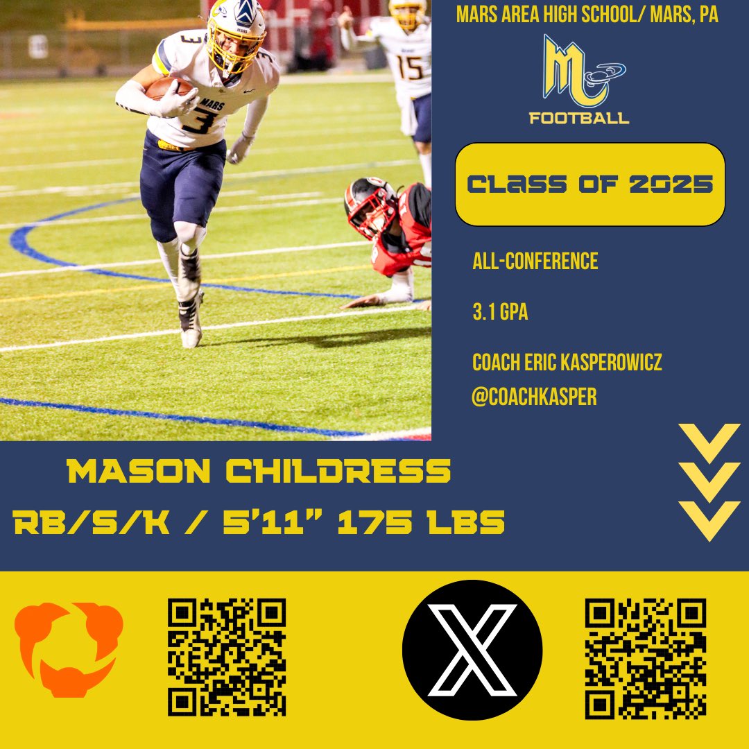 MarsHSFootball's tweet image. All Eyes on the Class of 2025 
RB/S/K @Mason_childress_
#MarsMade 

👽🏈💪#WT2         👀👇