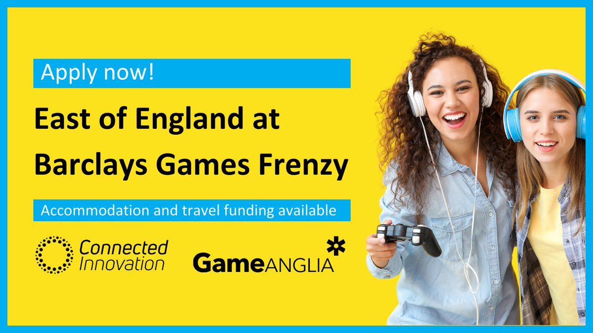 We're partnering with Connected Innovation to bring 10 games from Norfolk and Suffolk to Barclays Games Frenzy 2024 in May! 🎮 Exhibit your game as part of our group 🤝 Network with industry experts 🚀Accommodation and travel funding 🎟️ Apply now: gameanglia.co.uk/programmes/bar…