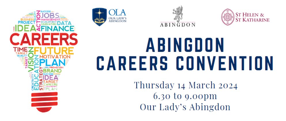 HeadOLASchool's tweet photo. OLA are hosting the Abingdon Careers Convention this evening and we are looking forward to welcoming our friends from Abingdon and SHSK Schools.

#ourladysabingdon 
#toeachaccordingtotheirneeds https://t.co/JtLwbUo69C