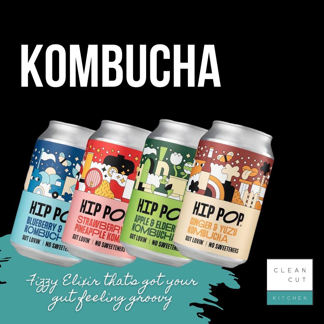 cleancutkitchen's tweet photo. Have you tried our @drink.hip.pop Kombucha yet! Bursting with flavour and fizz, it's the coolest way to refresh and revitalize. Sip, savour, and feel the rhythm of good gut health! 

#HipPopKombucha #FeelTheFizz #GutGroove https://t.co/bjQPJhUkfN