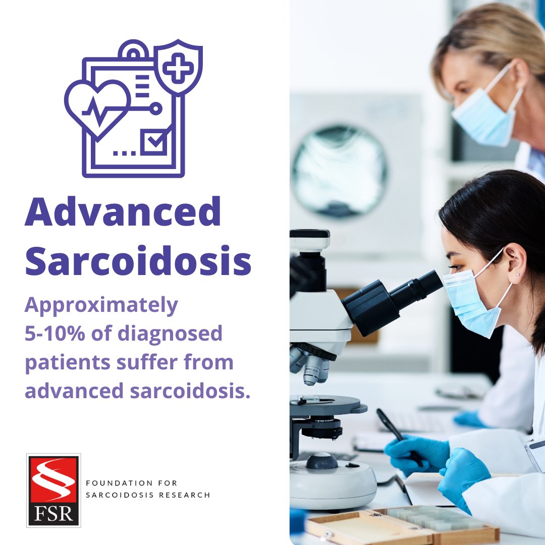 Understanding #AdvancedSarcoidosis: Approximately 5-10% of diagnosed patients suffer from advanced sarcoidosis, facing many unique challenges. Let's advocate for more research and effective treatment strategies for these individuals. 🌐💪 #ResearchMatters #SarcoidosisSupport