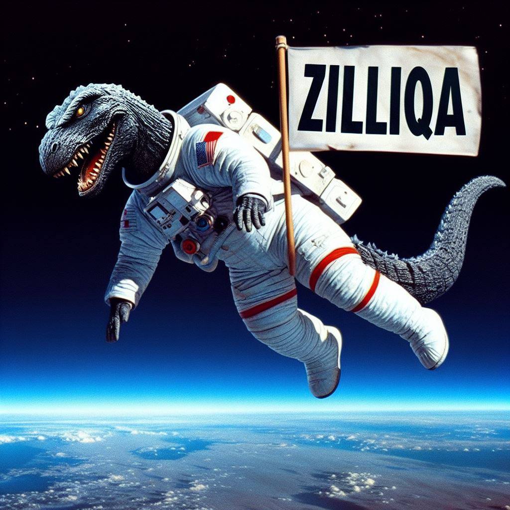 #Godzilla going to the outerspace space to remind everyone about the #zilliqa blockchain