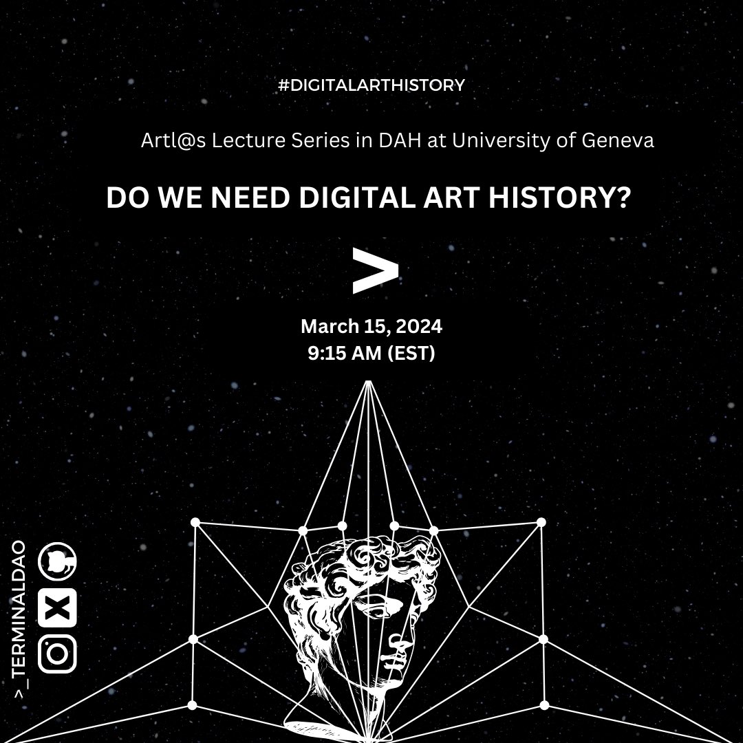 🎨 Join us on Friday, March 15th, 9:15 EST for the Artl@s / Visual Contagions Lectures series in digital art history. @UNIGEnews See you there! #ArtHistory #DigitalArtHistory #LectureSeries 🎉