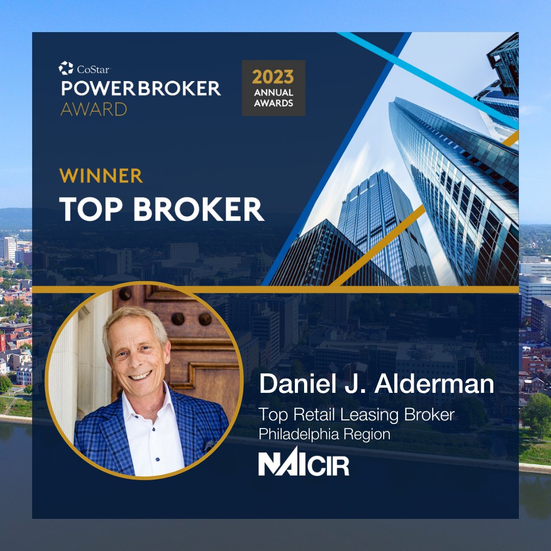 NAI CIR is proud to announce the 24th consecutive year of recognition as a CoStar Power Broker. NAI CIR was awarded the 2023 CoStar Power Broker Award as a Top Leasing Firm. Additionally, @DanAlderman received the 2023 CoStar Power Broker Award as a Top Retail Leasing Broker!