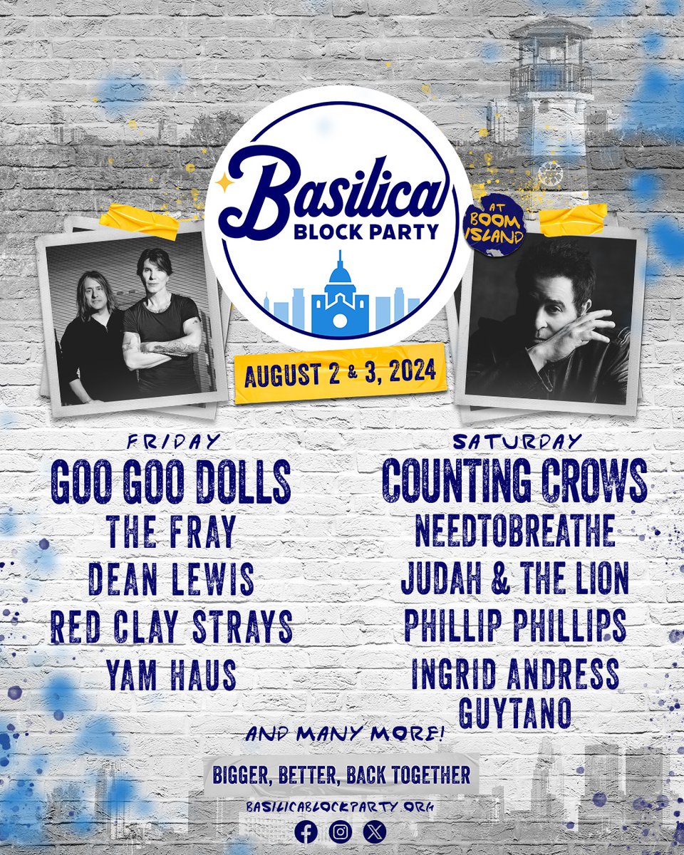 Mark your calendars for August 2 & 3rd - @BasilicaBP is back! Stoked to be on this incredible lineup! 🌟 Presale starts next week, sign up for email updates at the link below get my exclusive presale code! Email signup: phillipphillips.os.fan/signup