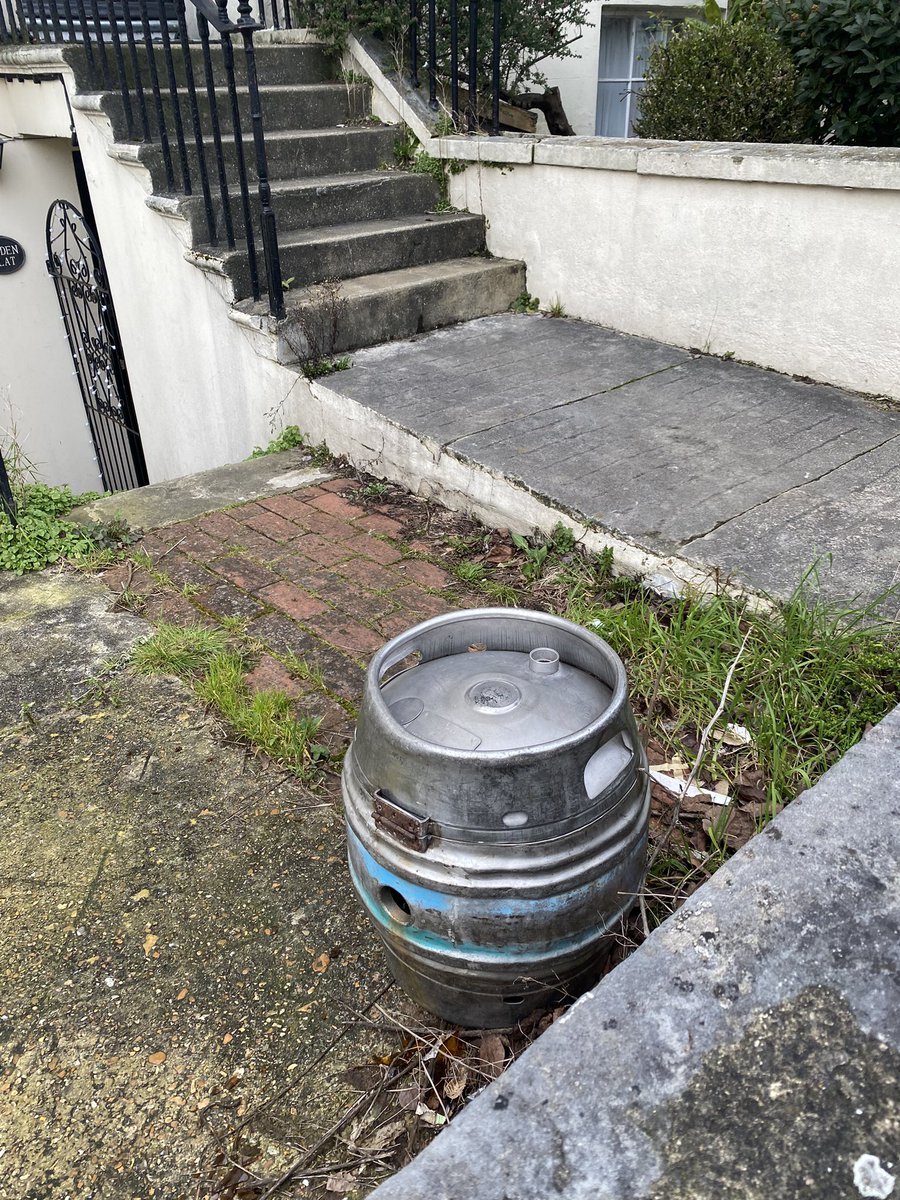 One of your casks <a href="/Harveys1790/">Harvey's Brewery</a>, 49 Montpelier Road. Looks like someone’s gone at it with an angle grinder and added a hinge 😬😬