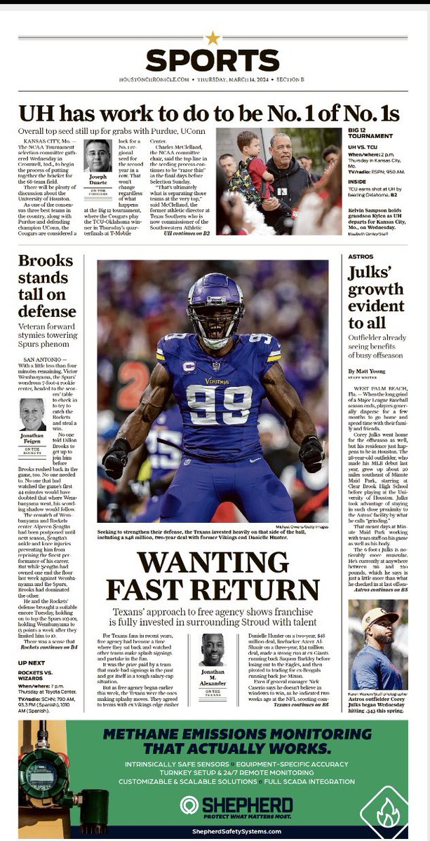 Joseph Duarte (@joseph_duarte) on Twitter photo Thursday’s <a href="/HoustonChron/">Houston Chronicle</a> Sports cover
If I’m not mistaken, this is the debut of “Simba” in the morning paper.
<a href="/kellenmsampson/">Kellen Sampson</a>
<a href="/laurenEsampson/">Lauren Sampson</a> Thursday’s <a href="/HoustonChron/">Houston Chronicle</a> Sports cover
If I’m not mistaken, this is the debut of “Simba” in the morning paper.
<a href="/kellenmsampson/">Kellen Sampson</a>
<a href="/laurenEsampson/">Lauren Sampson</a>