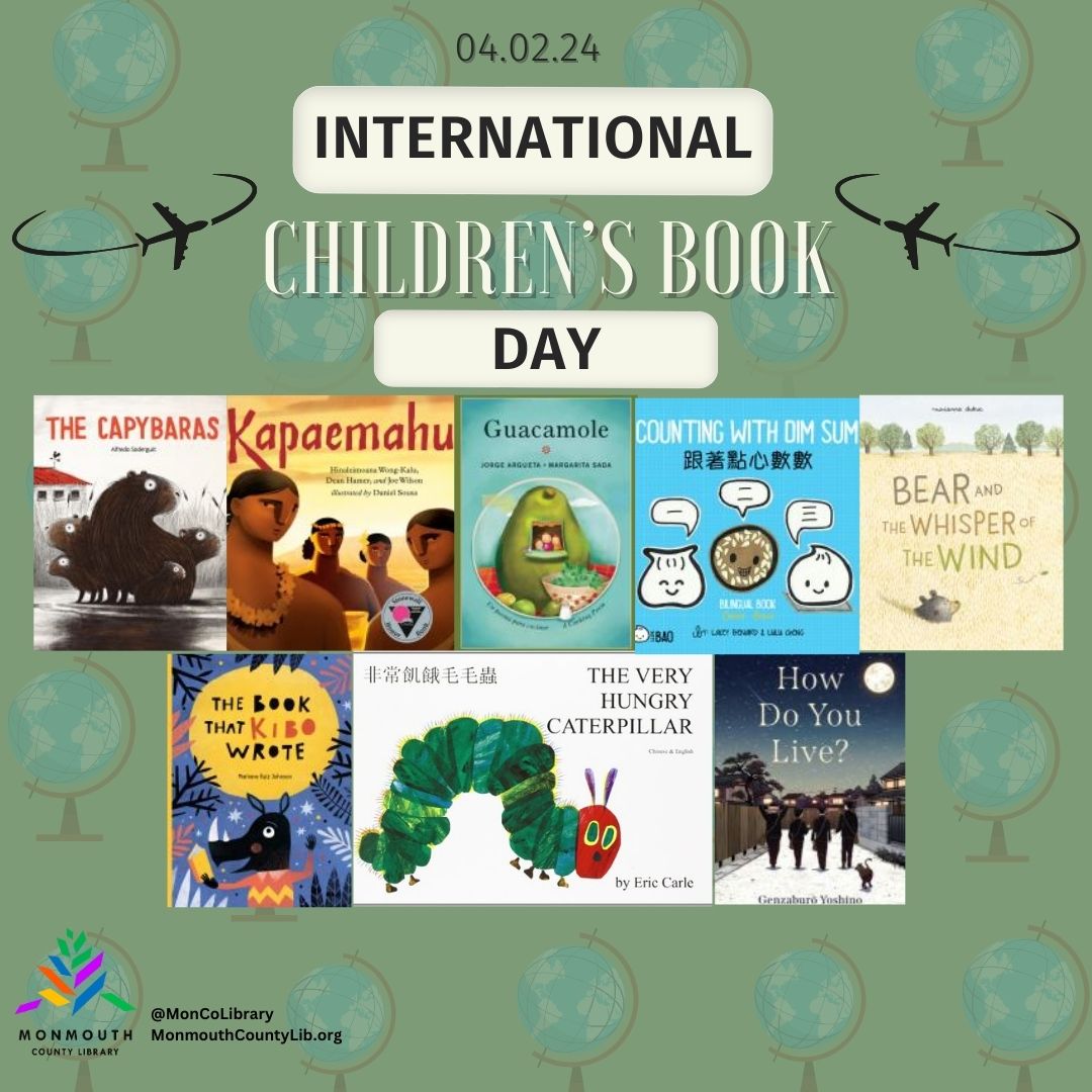 Happy International Children's Book Day! Join us at the library as we celebrate the magic of storytelling and the joy of reading around the world.

#monmouthcountylibrary #moncolibrary #borrowbeforeyoubuy #InternationalChildrensBookDay #internationalbooks #librarybooks