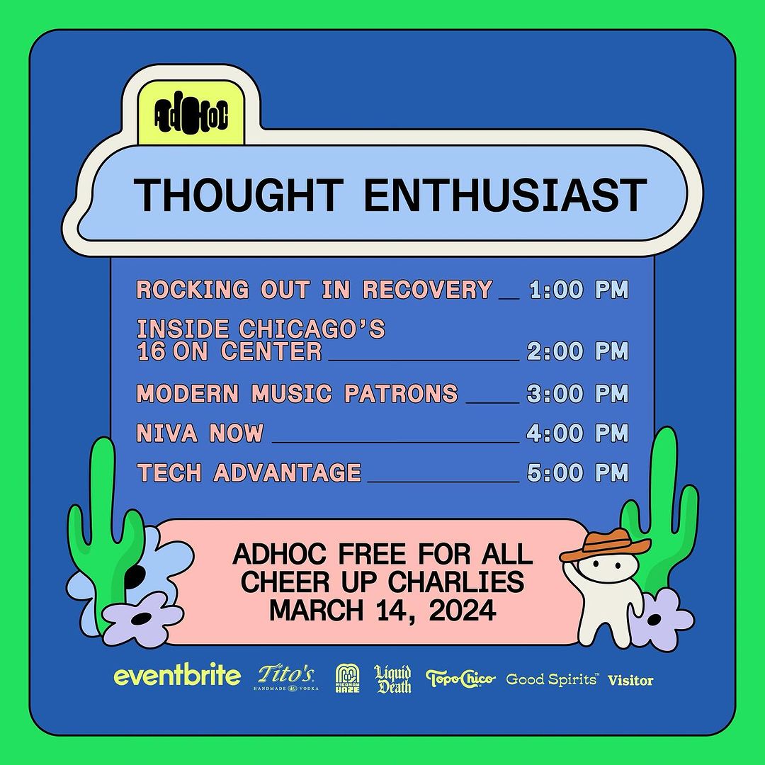 Do512's tweet photo. The @adhocfm Free For All continues TODAY at @cheerupcharlies! Great lineup for your SXSW Thursday. No badge required.
More info: https://t.co/2cls8w8lis https://t.co/7TK4Za1IQE