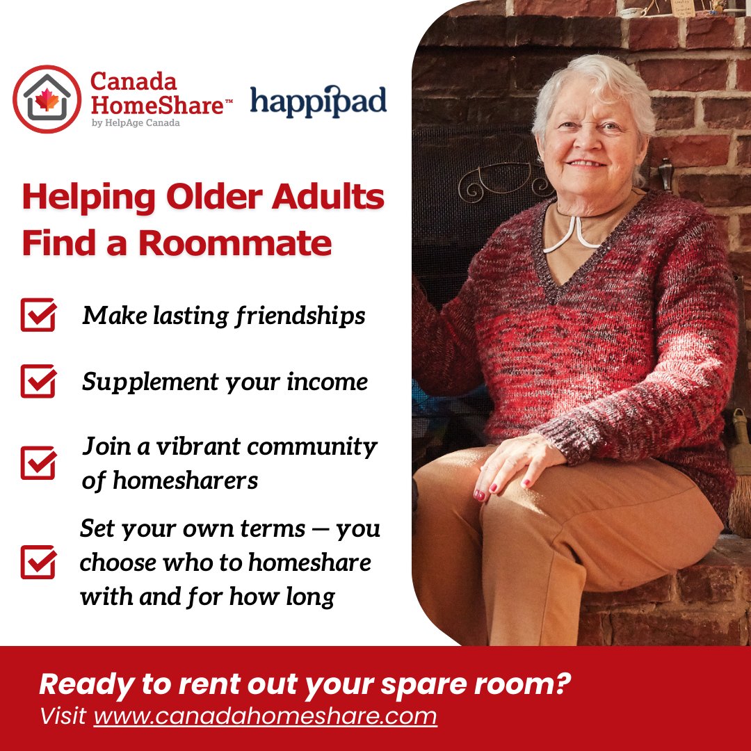 For older Canadians, finding someone to rent a spare room to can be daunting, but Canada HomeShare makes finding the right person to share your home with safe and easy. Learn how you can rent out your spare room with Canada HomeShare at canadahomeshare.com
