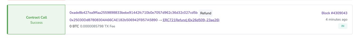 The refund is always open before reveal
1. setApprovalForAll on scan.merlinchain.io/address/0xf699…
2. refund on scan.merlinchain.io/address/0x26d5…