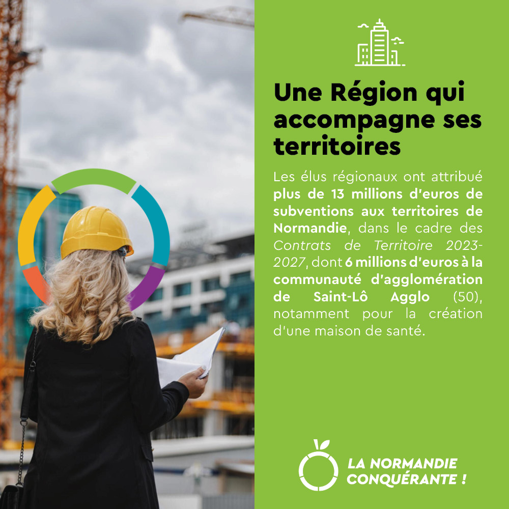 Commission Permanente du 11 mars 2024 : Les élus régionaux ont attribué plus de 13 millions d’euros de subventions aux territoires de Normandie, dans le cadre des Contrats de Territoire 2023-2027, dont 6 millions d’euros à @SaintLoAgglo (50). #LaNormandieConquérante #Normandie