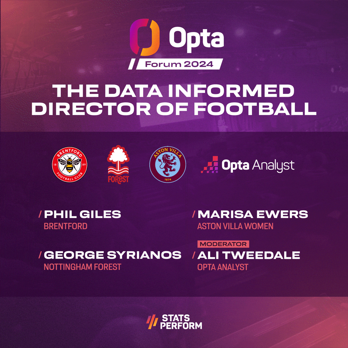 We're bringing together leading data practitioners from across the pro space to speak at next week's #OptaForum. Here are the panels and what topics they'll be covering. ⬇️