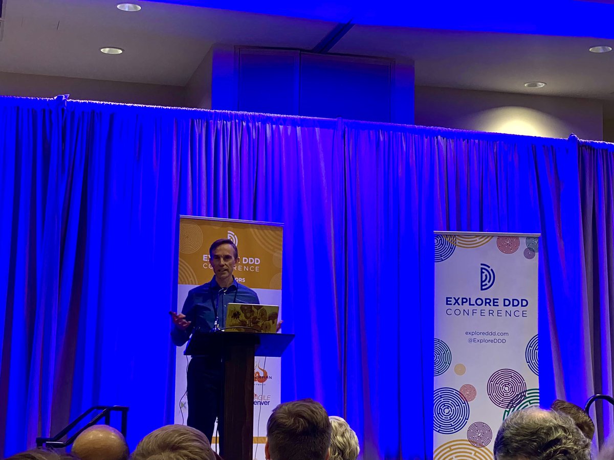 Snow storm or not, <a href="/thepaulrayner/">Paul Rayner</a> opening <a href="/ExploreDDD/">Explore DDD Conference</a> 2024! So stoked to see the conference unfold.