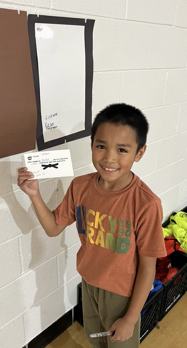 We have our first BLACK BELT “jump rope ninja” in the school with 125 consecutive jumps! 👏 👏 👏 #lane126 #weare126