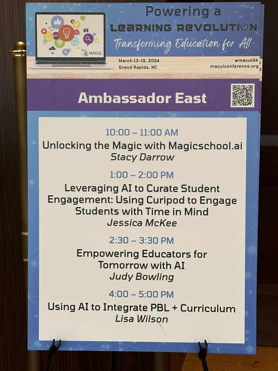 stacy_darrow's tweet photo. Wow!!! Thank you #macul24 for being such an AMAZING audience today! Your engagement and energy were truly top notch! Thank you for unlocking the magic of @magicschoolai with me. We are better together! #edtech #ai #magicschool #magicstudent https://t.co/aioEBfv6eX