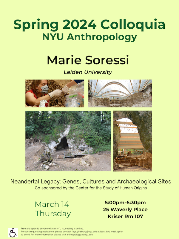 Very happy to welcome @MarieSoressi to @nyuanthro @CSHO_NYU. Please come to hear her talk today about #Neanderthals at 5pm in Kriser!