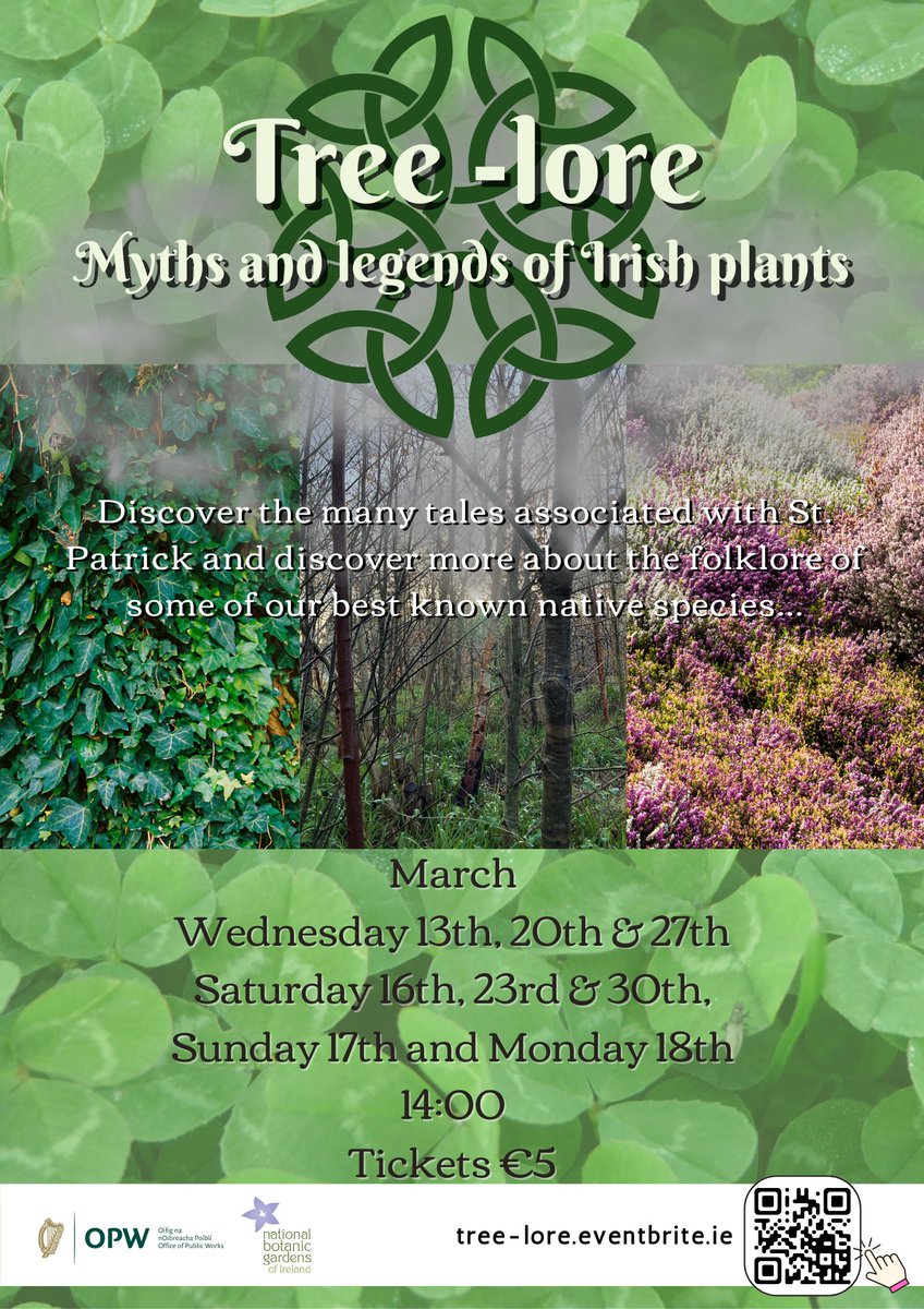 Join us this weekend for a special themed tour looking at the plants associated with St. Patrick and the folklore of some of our most iconic species. Limited tickets remain for Sunday and Monday. Booking at tree-lore.eventbrite.ie