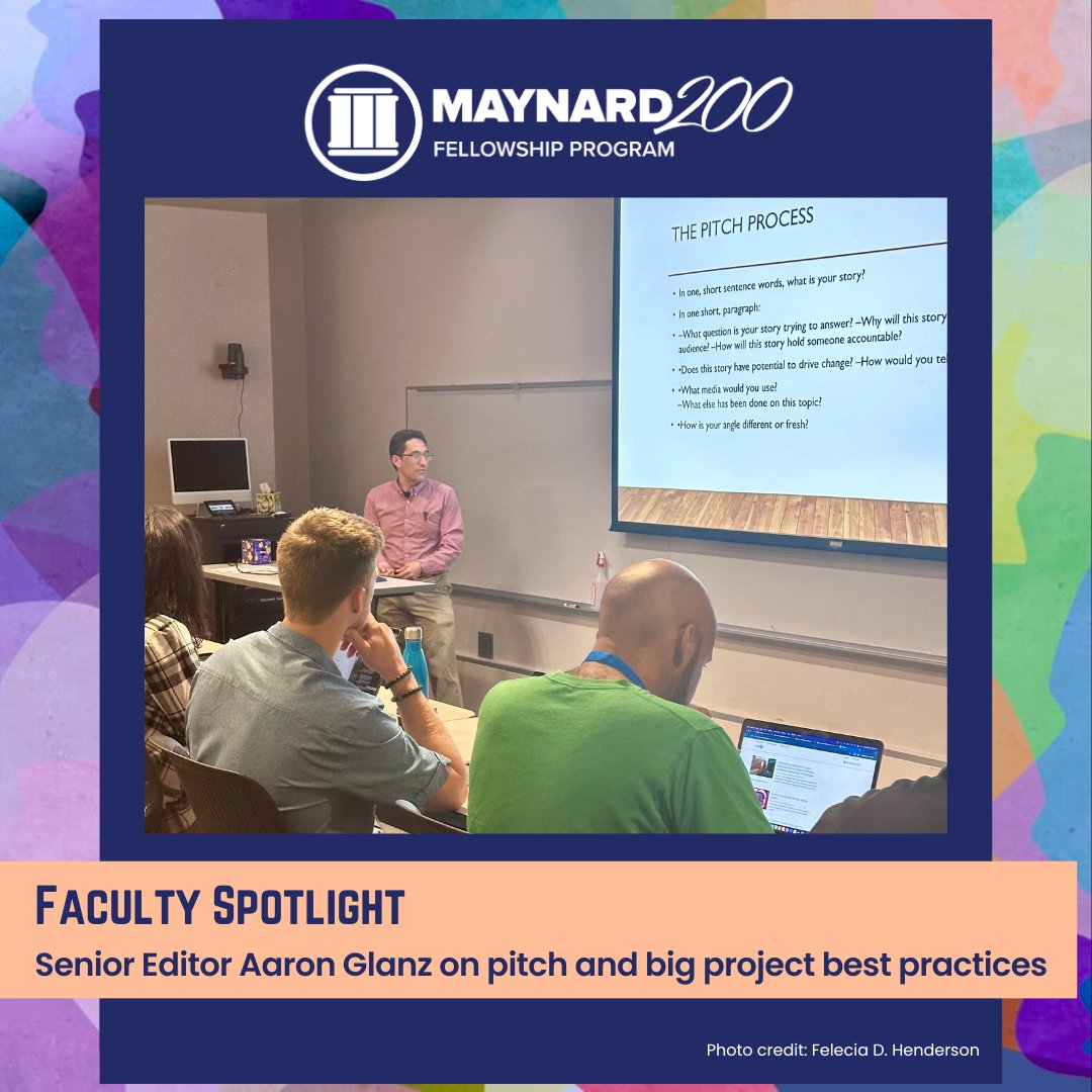 'Some of you are at local outlets, so you want a local story that's going to speak to greater, bigger themes. And you have a winner when you have a story that can hit in multiple metros at the same time.' - @Aaron_Glantz, CA Bureau Chief @FullerProject & #Maynard200 Faculty