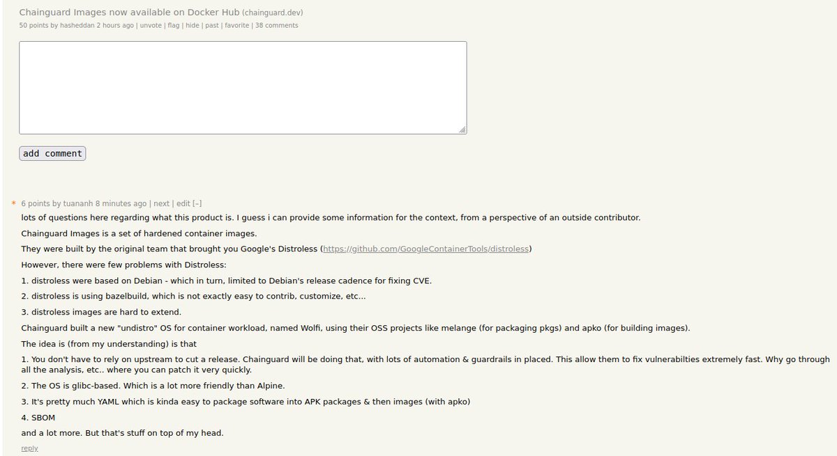 It's nice to see @chainguard_dev featured on Hacker News :)