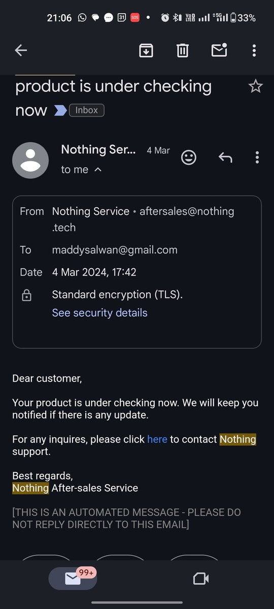 maddyassault's tweet photo. @getpeid @nothing what kind of unreliable and useless phone you are making. From past 6 months I had been complaining of issues on phone. From past 2 months my mobile is at service center. What kind of pathetic services you guys are offering and no policy of replacement. #nothing https://t.co/9EiVb5NPQE