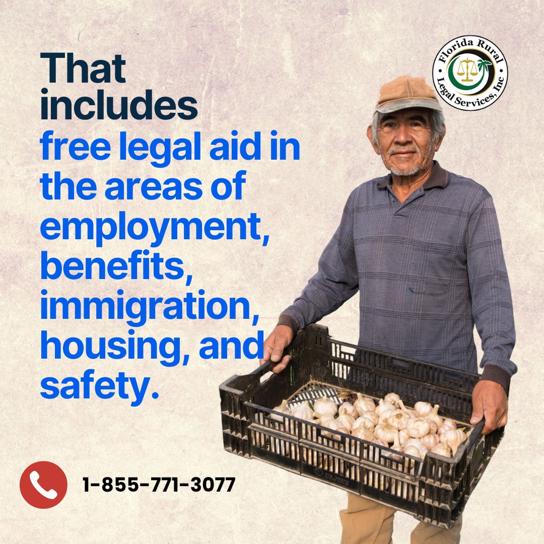 Frls_Inc's tweet photo. From employment and benefits to immigration and housing, we're here to address a wide range of civil legal issues that impact agricultural workers statewide.

#WeAreFRLS | Call 1-888-582-3410 | https://t.co/DkriBsj4Eb

#Florida #Fllaw #fllawyer #lawyerlife #lawyer #attorneys #LSC https://t.co/vayB8JtsnU