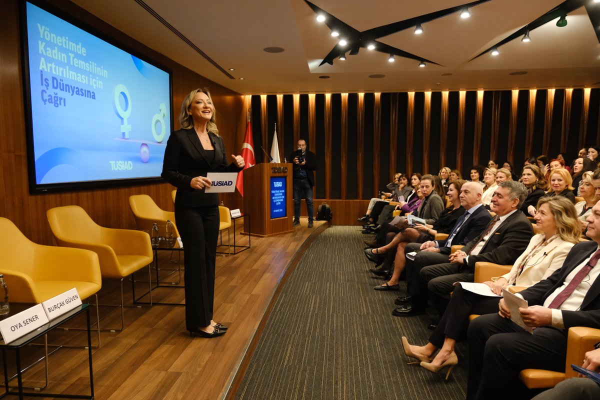 EBRD's tweet photo. Proud to launch a new toolkit supporting the nomination of independent female directors to corporate boards in Türkiye. Our @uvez_mehmet shared the main highlights of the Director Nomination Toolkit yesterday at the @TUSIAD event. https://t.co/SYsmLK09kd