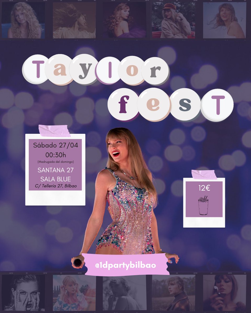 1DPartyBilbao's tweet photo. ¡ESTAMOS DE VUELTA! Esta vez con una fiesta EXCLUSIVA de Taylor Swift. TAYLOR FEST! Una noche repleta de Taylor’s Versions llega a Bilbao el SÁBADO 27 de ABRIL. 🪩

🎟️ENTRADAS A LA VENTA DOMINGO 24 DE MARZO https://t.co/nJJLXKDi83