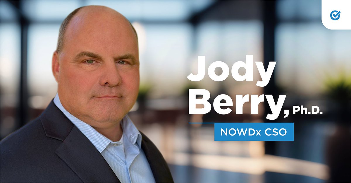 nowdx1's tweet photo. We're excited to welcome Dr. Jody Berry as our new CSO. Dr. Berry is an accomplished scientific leader – and will help advance our mission of providing accessible, affordable, and accurate testing for all. https://t.co/Q1O1NuSlhV #CSO #newhire #nowdx #diagnostics #science https://t.co/mXmKit4yqs
