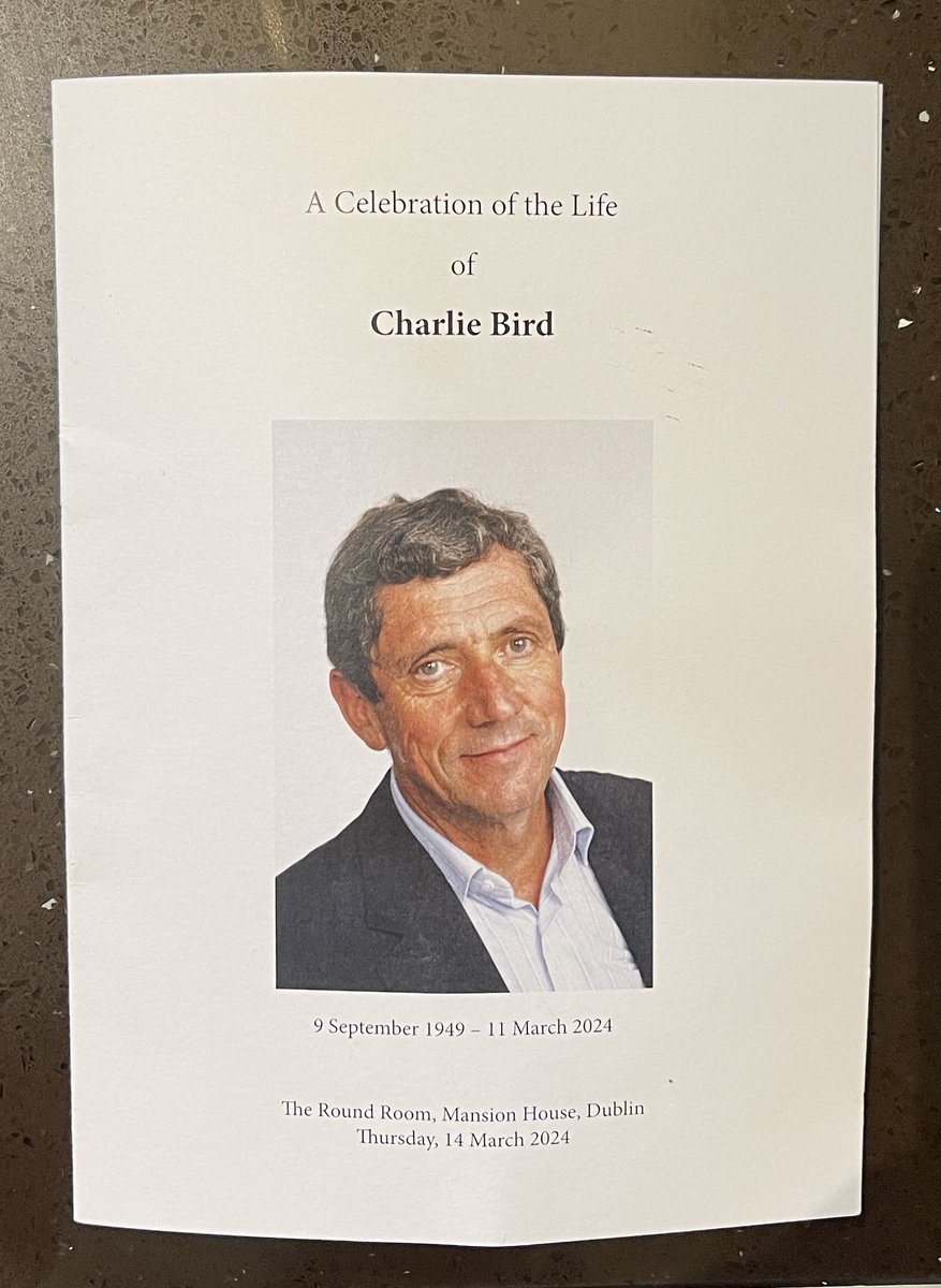 Beautiful tribute today for Charlie Bird in Dublin's Mansion House. A true gentleman who'll be sadly missed by everyone who knew him. #RipCharlie #CharlieBird