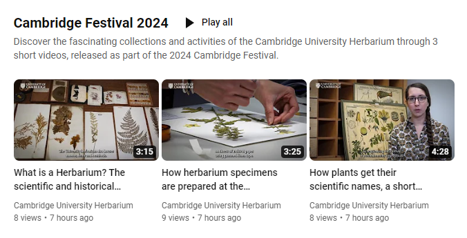 Cambridge University Herbarium (CGE) (@cuherb) on Twitter photo The videos are now live!🎬🌿
Links below👇to find out what a herbarium is, how we prepare specimens & how plants get their scientific name.🔎🪸🍄Thanks to <a href="/CamPhilSoc/">Cambridge Philosophical Society</a> for supporting this project & <a href="/Cambridge_Fest/">Cambridge Festival</a> for helping us share our fascinating world with a broader audience! The videos are now live!🎬🌿
Links below👇to find out what a herbarium is, how we prepare specimens & how plants get their scientific name.🔎🪸🍄Thanks to <a href="/CamPhilSoc/">Cambridge Philosophical Society</a> for supporting this project & <a href="/Cambridge_Fest/">Cambridge Festival</a> for helping us share our fascinating world with a broader audience!