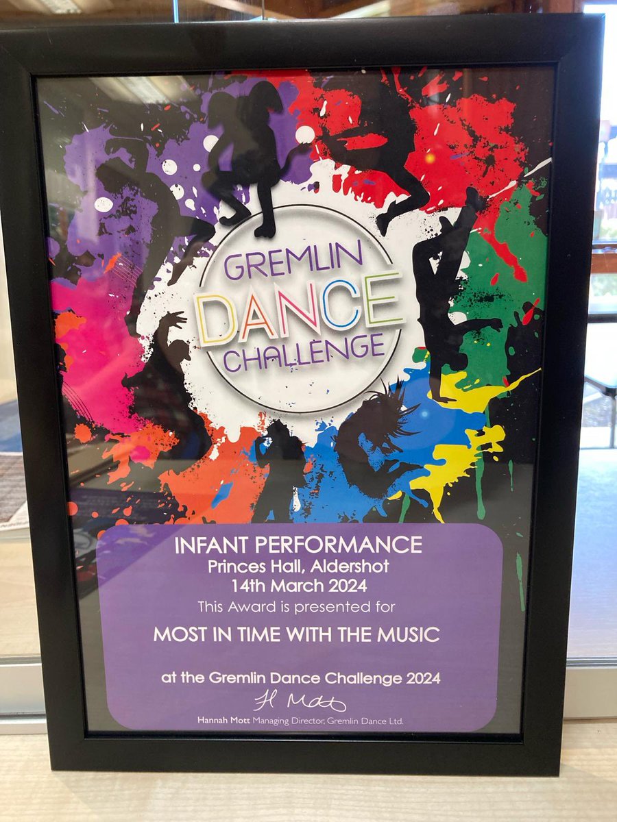 Congratulations to our Key Stage 1 Dance Challenge Team on their 2 amazing awards today. Strongest Performance and Most in Time with the Music! 🏆
