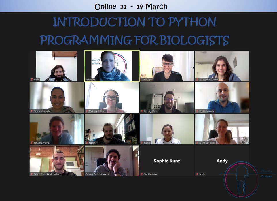 Thanks to our instructor @passDan and all attendees for making this edition of the Python4biologists course a great success. If you want to join us for the next edition, please vist: physalia-courses.org