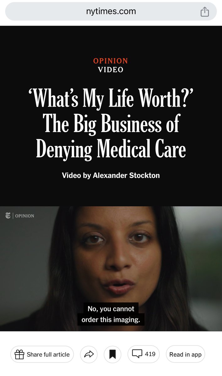 Thank you <a href="/AStocktonFilms/">Alexander Battu Stockton</a> <a href="/nytimes/">The New York Times</a> for covering this important topic. The #PriorAuthorization system
 results in unnecessary delays in care, fuels burnout, and  is NOT what is in the best interest of our patients. We must work to #FixThePriorAuth

nytimes.com/2024/03/14/opi…