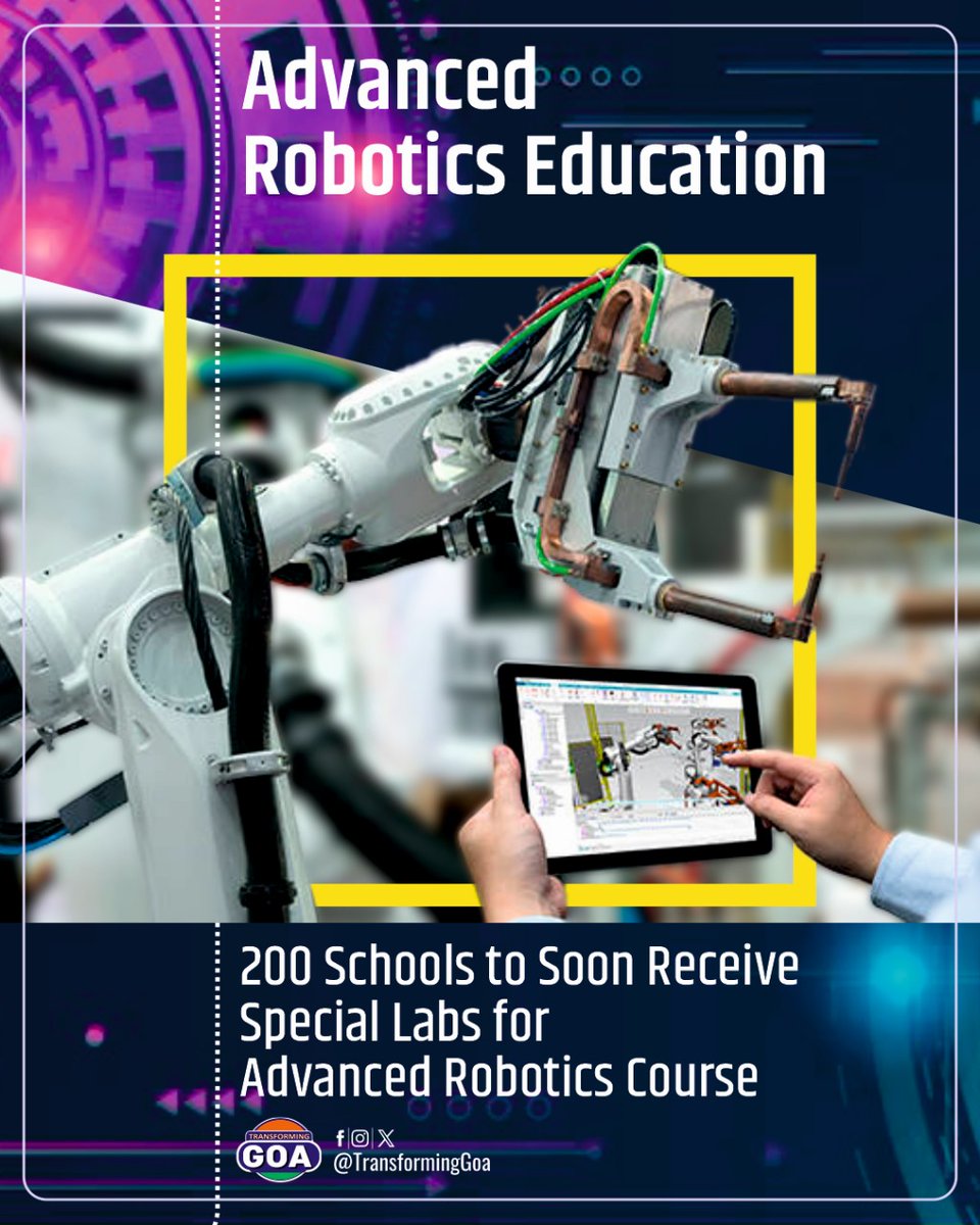 200 Schools to Soon Receive Special Labs for Advanced Robotics Course

#goa #GoaGovernment #TransformingGoa #facebookpost #bjym #bjymgoa #RoboticsEducation #AdvancedRobotics #STEMEducation #SchoolInnovation #FutureSkills #TechnologyEducation #RoboticsLab #EducationalTechnology