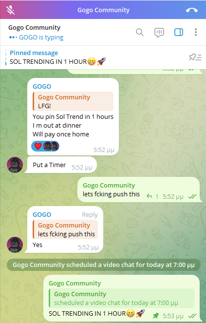 GogoCommunity1's tweet photo. We are about to enter SOL Trending in 1 hour.
Load up everyone. Huge community take over incoming.
$GOGO #Solana #Trending https://t.co/JxVj3O8eje