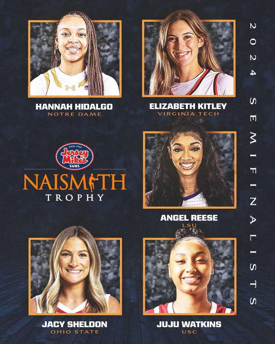 🚨 ATTENTION🚨: Introducing the 2024 @jerseymikes Naismith Women’s College Player of the Year Semifinalists🔥 #JerseyMikesNaismith