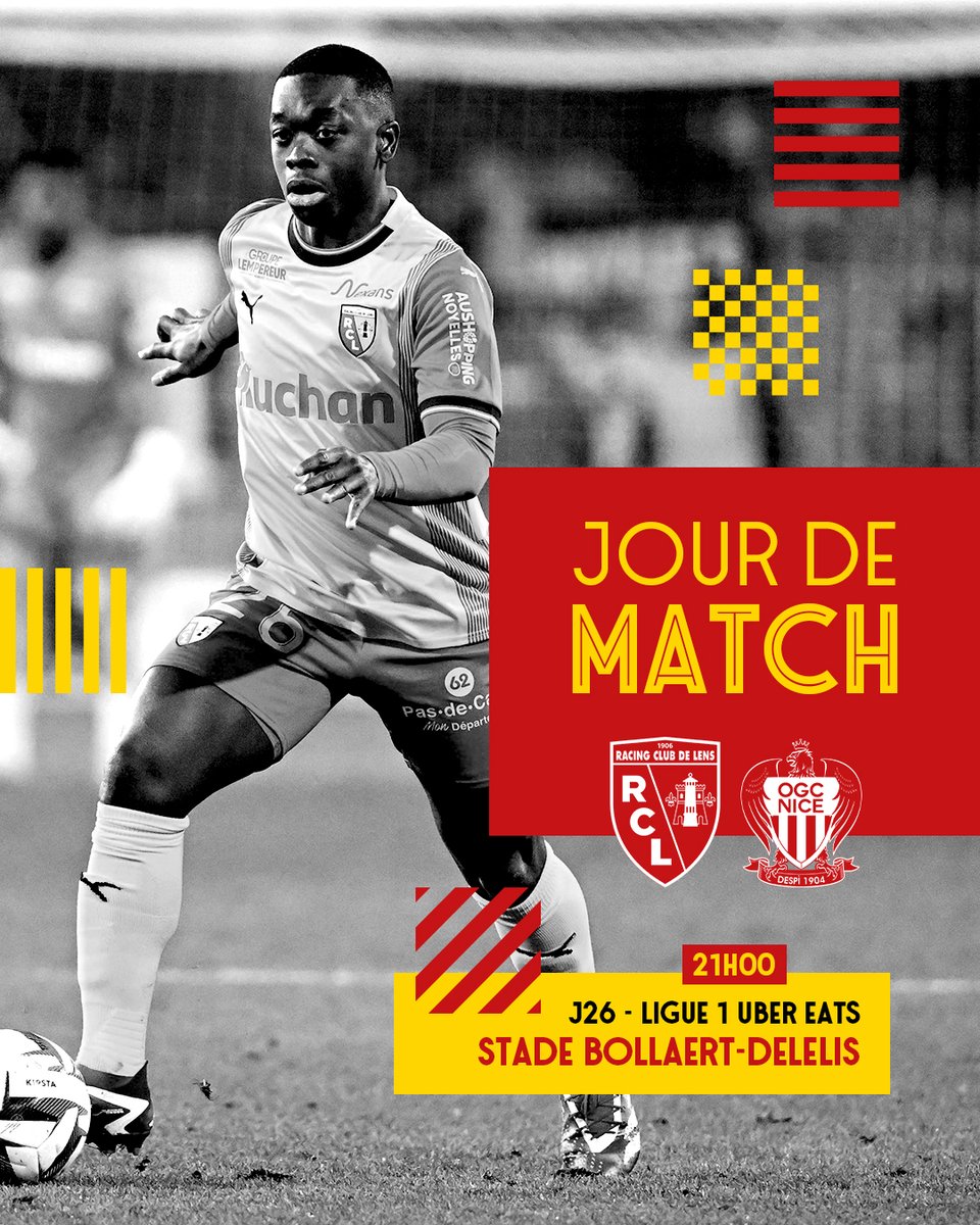 RCLens's tweet photo. 𝑱𝒐𝒖𝒓 𝒅𝒆 𝒎𝒂𝒕𝒄𝒉 🔥

J2⃣6⃣ @Ligue1UberEats
🆚 @ogcnice 
⌚️ 21h00
📍Bollaert-Delelis
🚌 https://t.co/iHI93w1EvS
📲 #RCLOGCN

ℹ️ https://t.co/5gAUzavaBh

#FierDEtreLensois ❤️💛 https://t.co/7UfXNEnh6Y