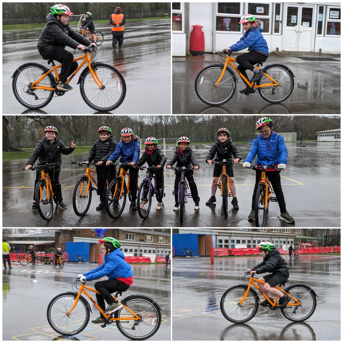 tonyrywenschool's tweet photo. Come rain or shine (mostly rain), Year #6PC have been out this week taking part in a cycling proficiency course. They all made fantastic progress and should be incredibly proud of themselves! 🚴🏻♀️ 🚴🏾♂️
@CSC_Wellbeing #HandWB #HCI https://t.co/xrbOvIudA6