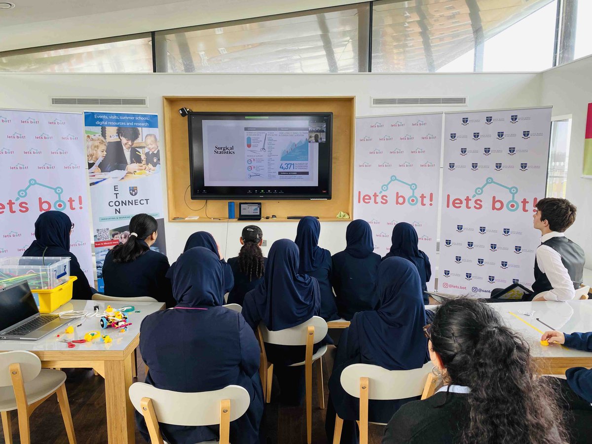 Great progress for @edengirlsslough building unique robots with @letsbotcamp ! Plus hearing from Dr Ashrafian about how she uses robotics in her job as a thoracic surgeon 🩻