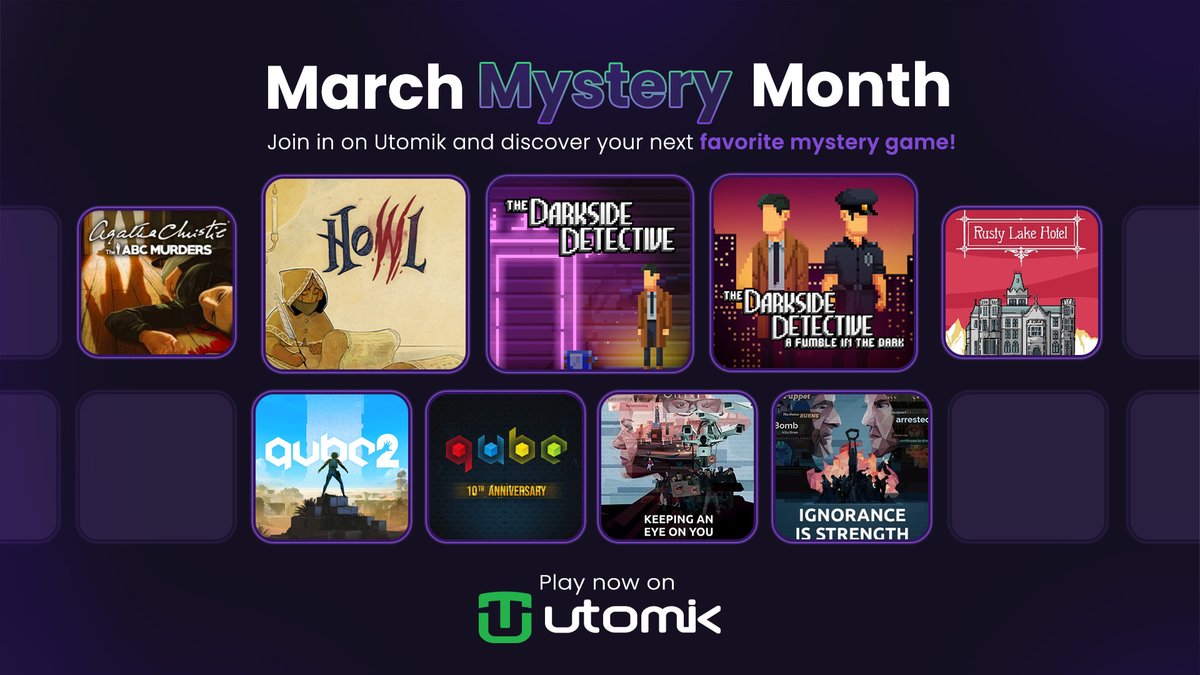 March Mystery Month is in full swing on Utomik! Try Howl by @mipumi and the @ds_detective series on Utomik PC or Cloud to join us during this enigmatic extravaganza! bit.ly/4aapEty #Utomik #Cloudgaming #Gamestreaming #Gameondemand