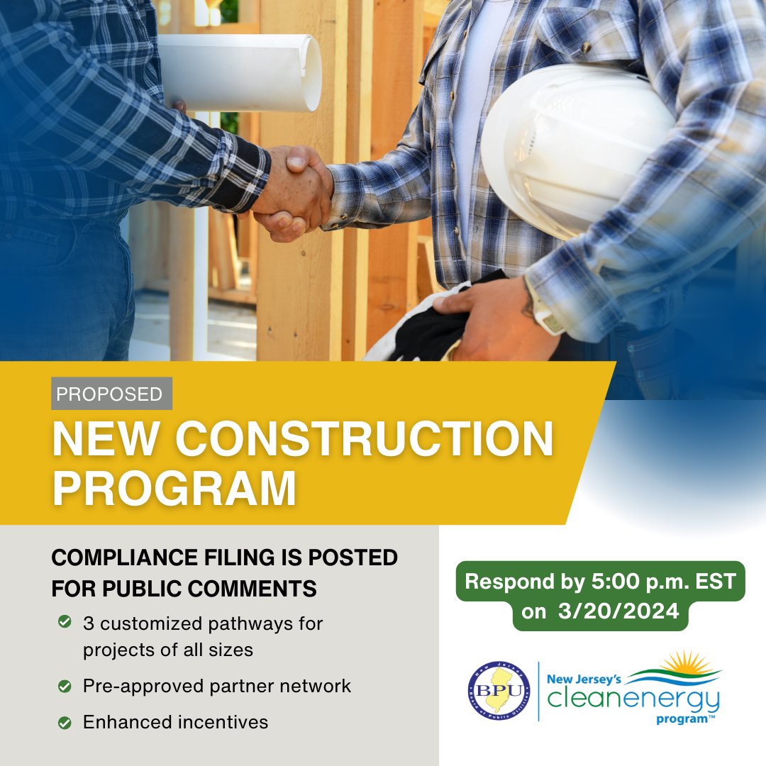 The proposed New Construction Program has been posted for public comments. bit.ly/439wJbj ⚡ Single program with customized pathways 🔍 Pre-approved partner network 💰 Easy application process for #energy incentives bit.ly/3uXBrMP