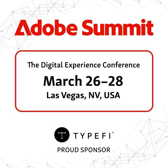 Typefi (@typefi) on Twitter photo Just 2 weeks until <a href="/AdobeSummit/">Adobe Summit</a> in Las Vegas! Come visit us at booth 1191C to learn how Typefi’s #automation software for Adobe #InDesign can help you produce all your print and digital outputs in just minutes 🚀
Get the details: bit.ly/41GQZ3v
#AdobeSummit Just 2 weeks until <a href="/AdobeSummit/">Adobe Summit</a> in Las Vegas! Come visit us at booth 1191C to learn how Typefi’s #automation software for Adobe #InDesign can help you produce all your print and digital outputs in just minutes 🚀
Get the details: bit.ly/41GQZ3v
#AdobeSummit
