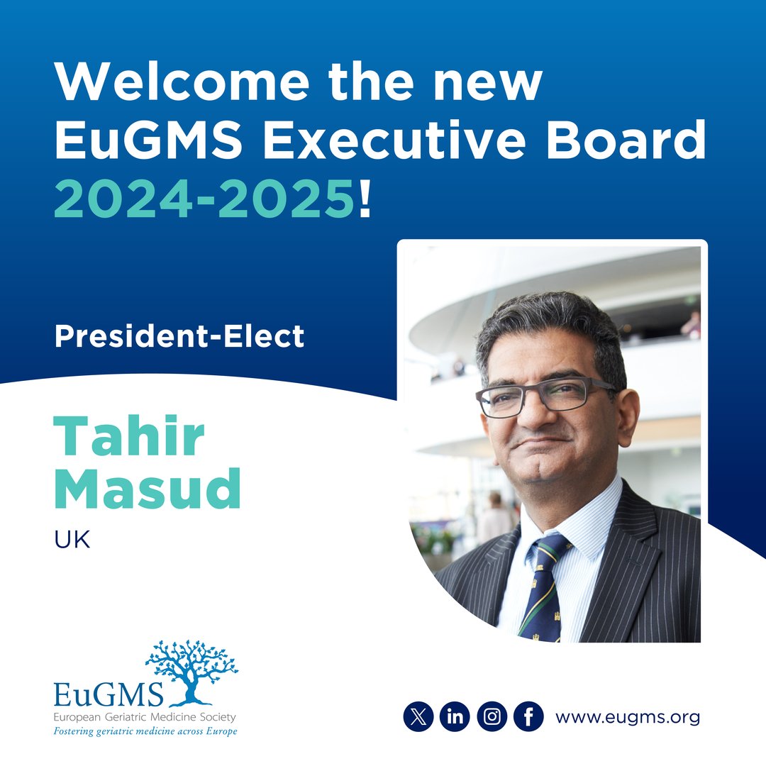 👏 Welcome our President-Elect, Tahir Masud! 🇬🇧 who wants to see EuGMS become even more influential 📢 and #GeriatricMedicine become a popular speciality ⚕️ for young doctors to specialize in. #EuGMS #geriatrics #olderpeople @TashMasud