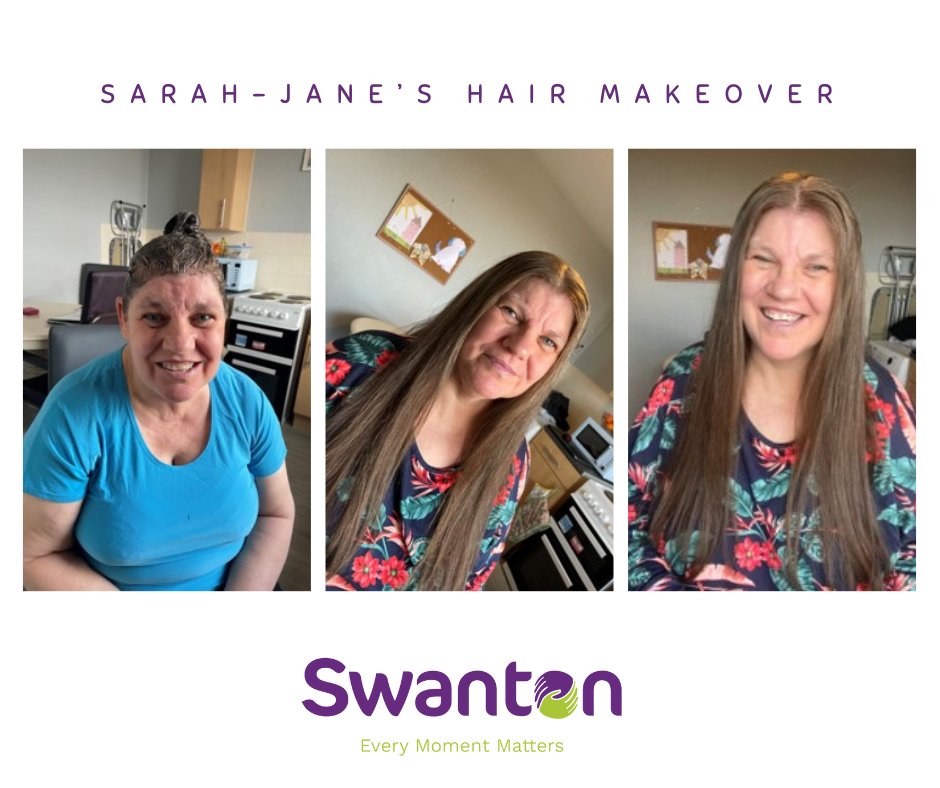 Sarah-Jane, who is supported in #Gateshead looks absolutely radiant with her new hair colour! 🥰

Along with help from the team, Sarah-Jane picked out her new colour and is over the moon with her new look. 

#SwantonEthos #Learningdisability